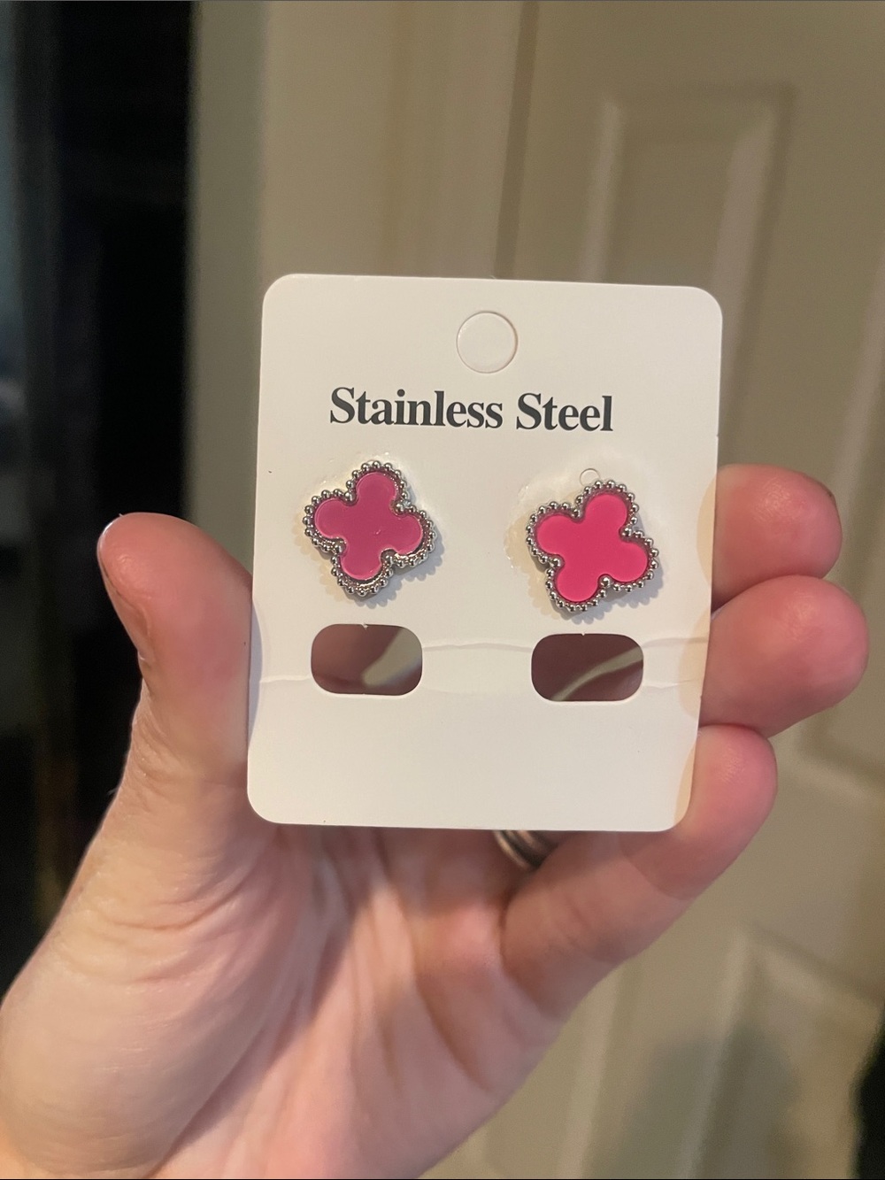 Pink Clover Earrings